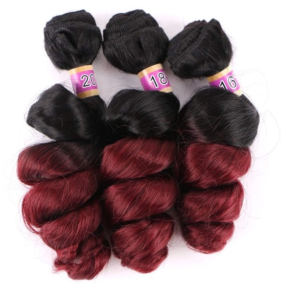 3 bundles of 2tone burgundy hair extensions *NWT* main image 5